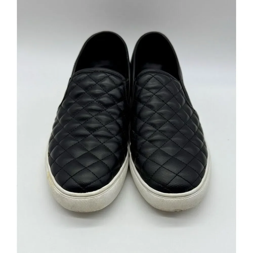 Steve Madden‎ Electric Quilted Black Slip On Flat Shoes Women’s Size 9M